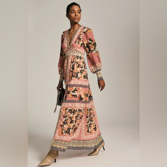 Anthropologie Vineet Bahl Embroidered Long-Sleeve Dress - Picture 2 of 5